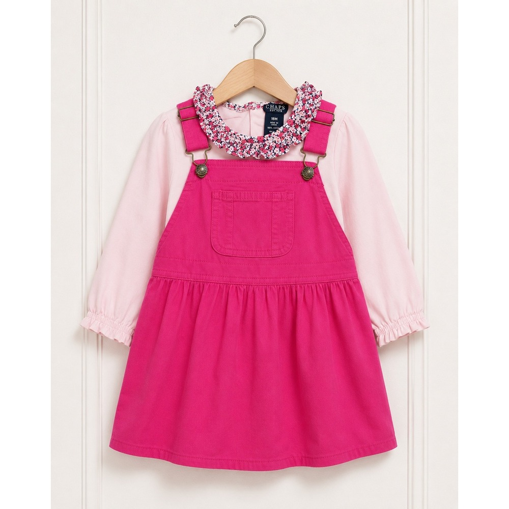 Chaps Girls Jumper Bodysuit Dress Size 18 Months‎ Pink Floral NEW